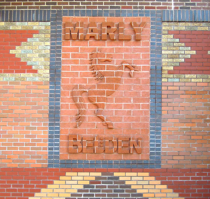Brick design and text says Marly Building Supply Corp, Lehigh, Belden