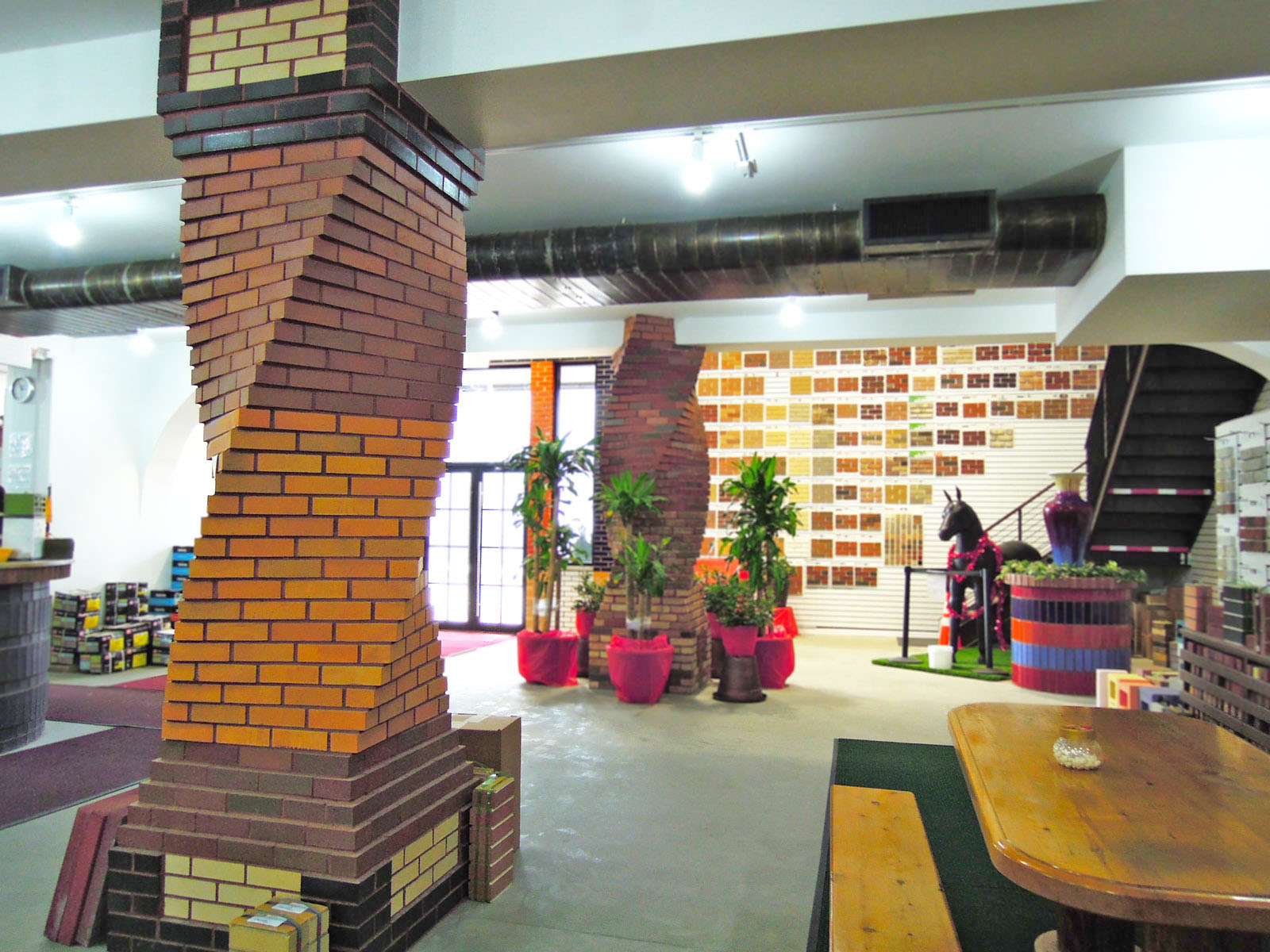 Brick column and display floor