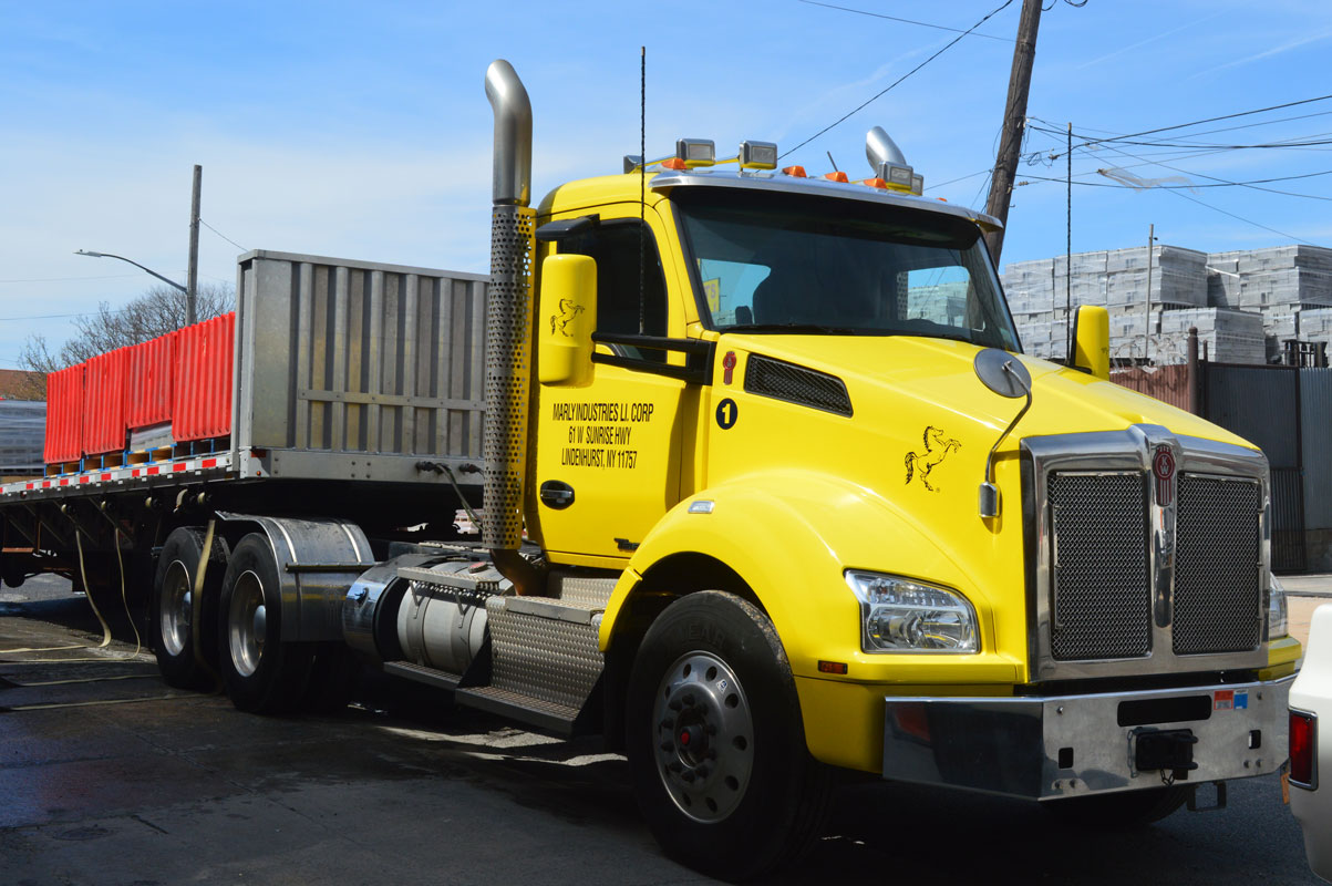 Kenworth tractor and trailer staged for a morning run
